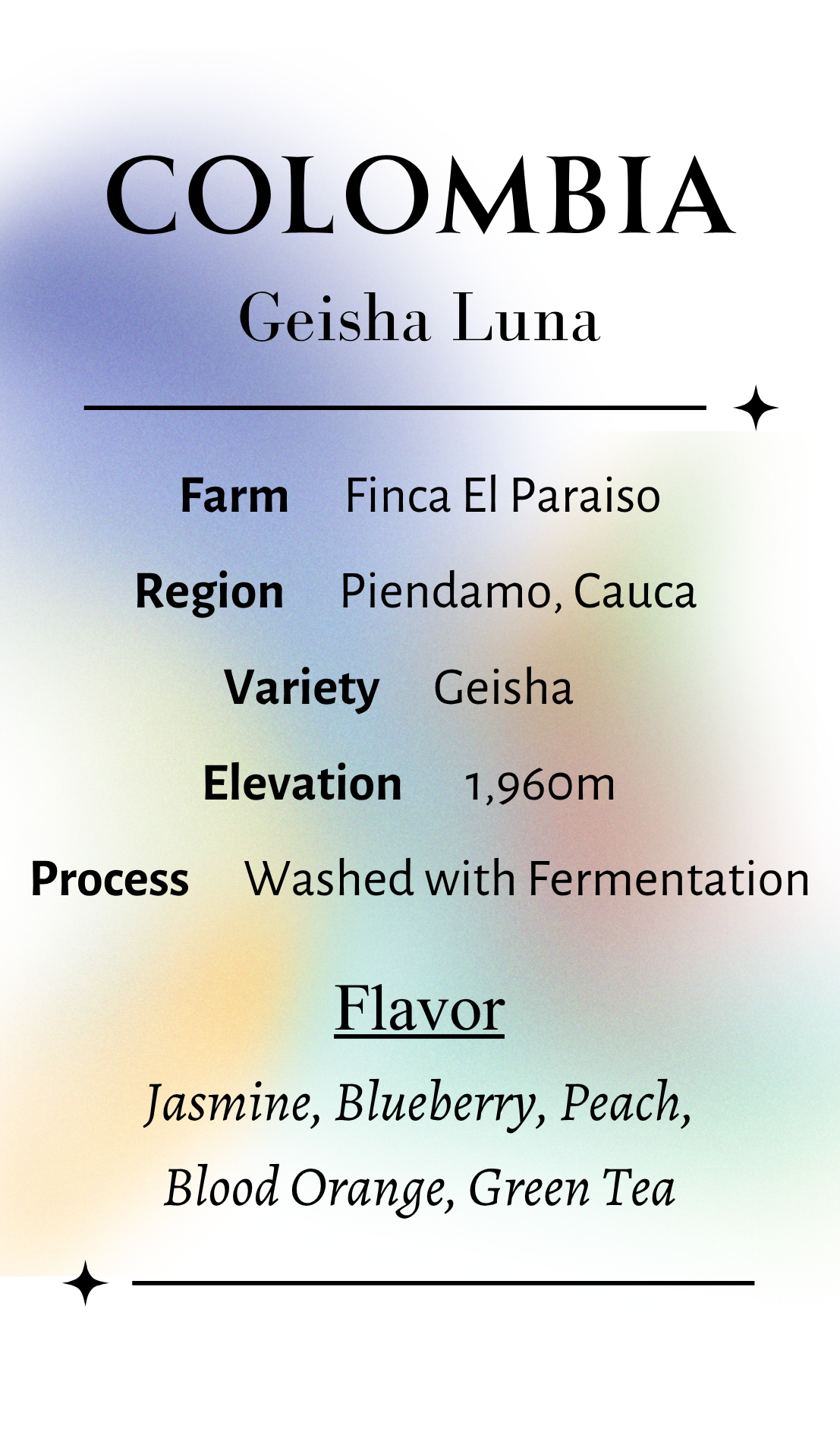 【NEW!】Colombia El Paraiso Geisha Luna